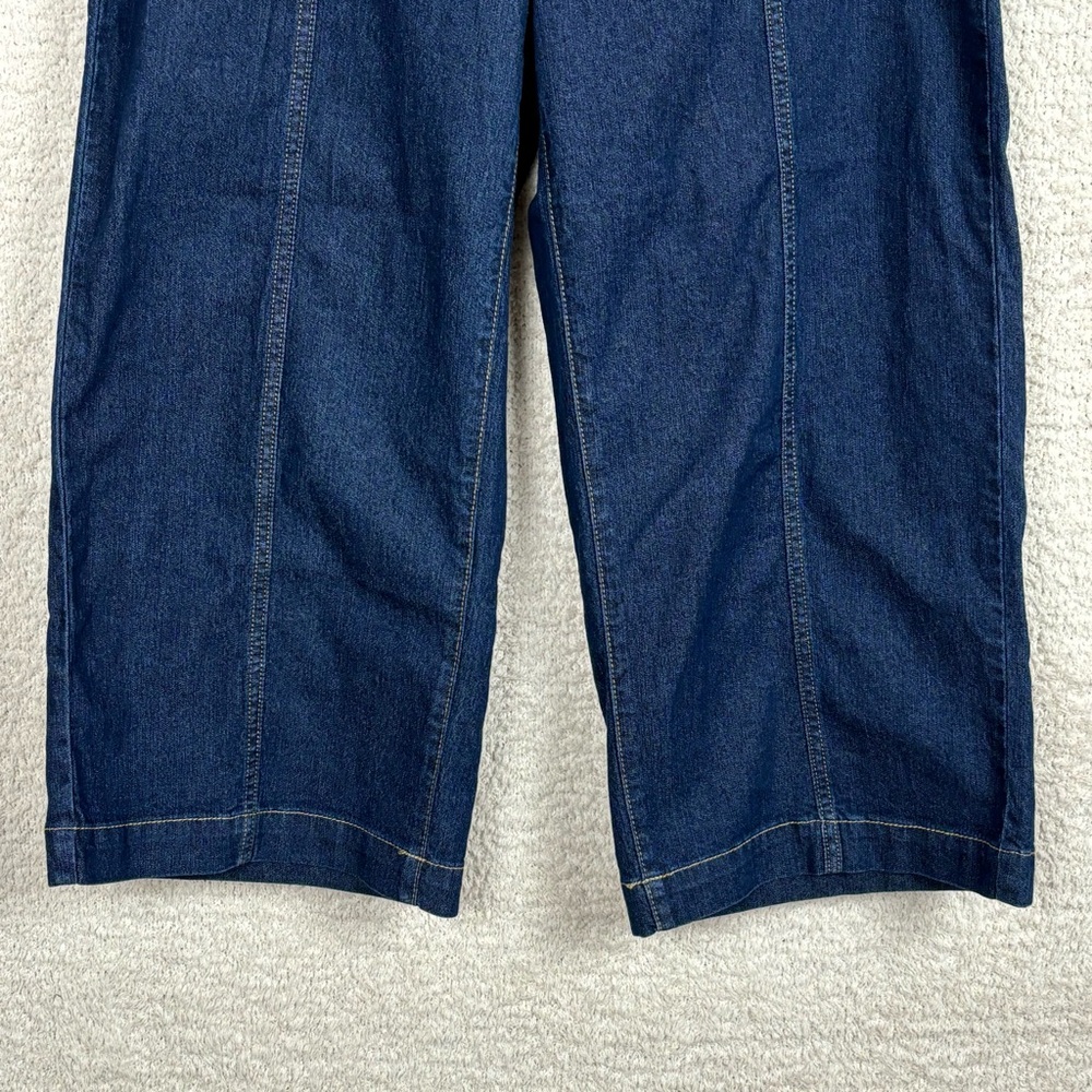 Michael Kors Jeans Womens 14 Blue Selma Crop Wide Leg High Rise Zip‎ Fly Denim - Picture 3 of 14